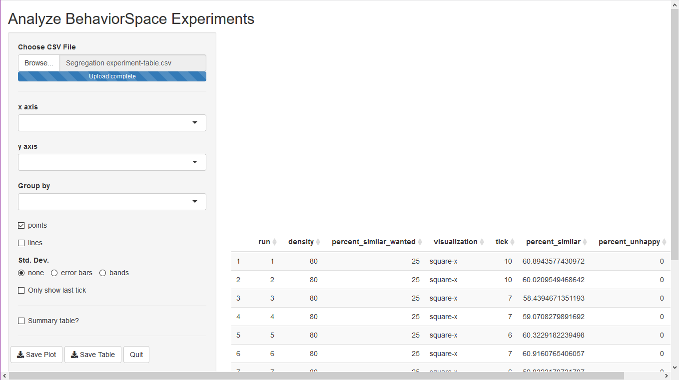 analyzeBehaviorspace screen