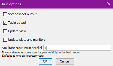 Configure output for running a BehaviorSpace experiment